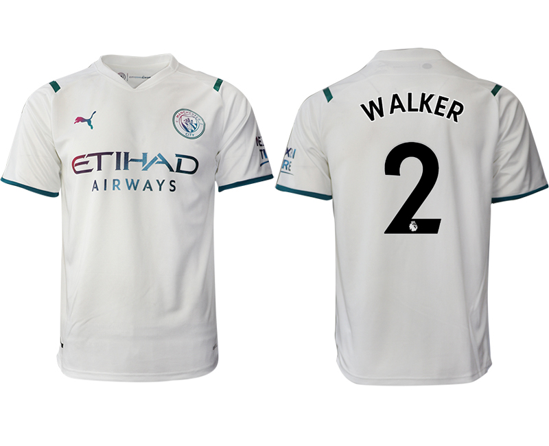 Men 2021-2022 Club Manchester city away aaa version white #2 Soccer Jersey->manchester city jersey->Soccer Club Jersey